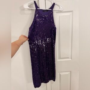 Cashmere/silk Donna Karan Sequin Vibrant Purple Dress